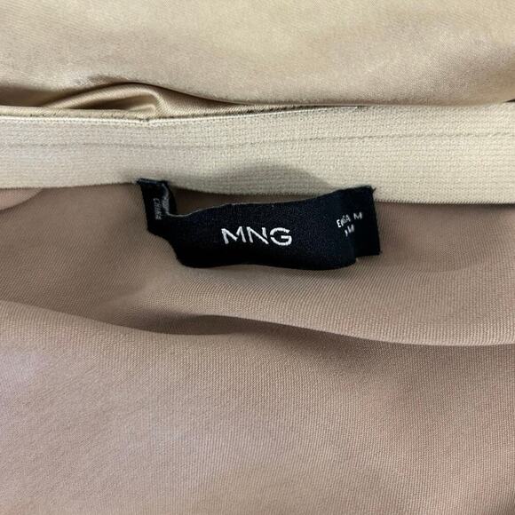 Mango Satin Midi Slip Skirt Champagne High Rise Elastic Waistband Medium - Picture 6 of 6